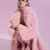PinkFaux Fur Open Front Teddy Coat