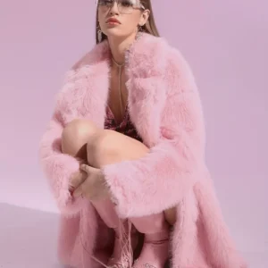 PinkFaux Fur Open Front Teddy Coat