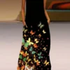 Butterfly V Neck Maxi Dress